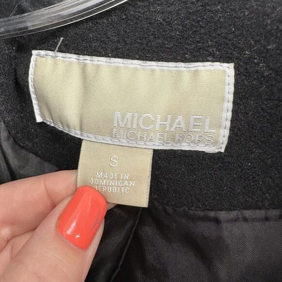 Michael Kors Walker Coat Black Wool Blend Belted Womens Size Small Classic Coat - Picture 14 of 14